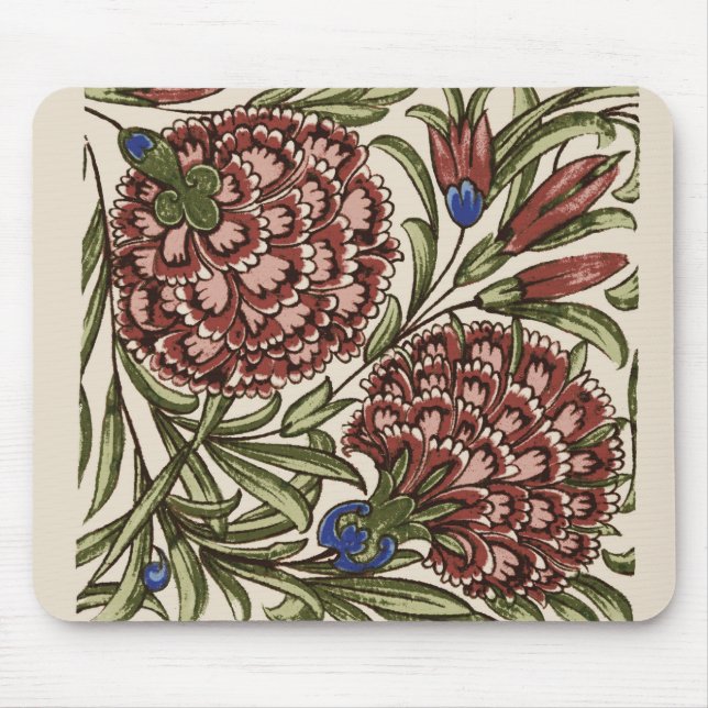 vintage antique flower Carnation art design Mouse Pad (Front)