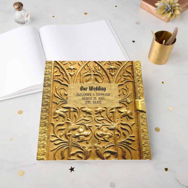Vintage Antique Gold Deco Image Old Book Ancient (Front Open)