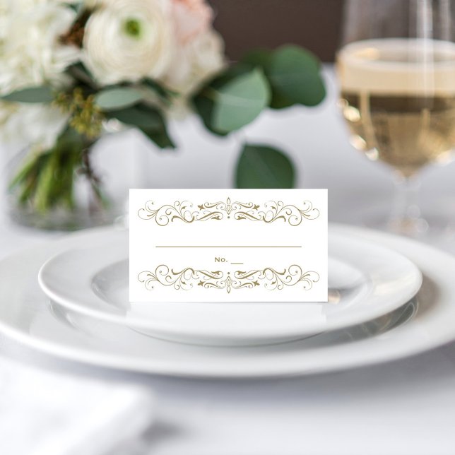 Vintage Antique Gold Flourish Wedding Place Card (Creator Uploaded)
