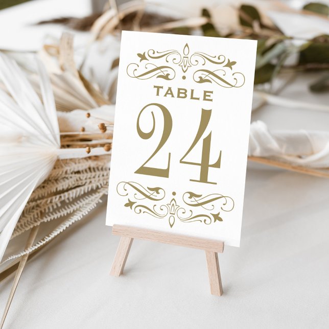 Vintage Antique Gold Flourish Wedding Table Number (Creator Uploaded)