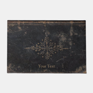 Vintage Antique Gold Leaf Faux Leather Doormat