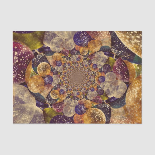 Vintage Antique Gold Purple Balloons Kaleidoscope Tissue Paper (Front)