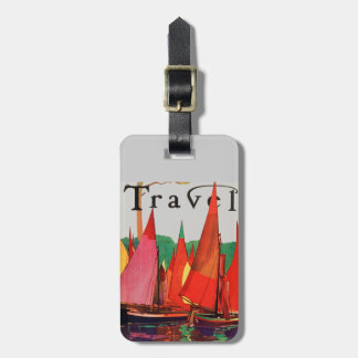 Vintage Antique Italy Travel Magazine Fishing Luggage Tag