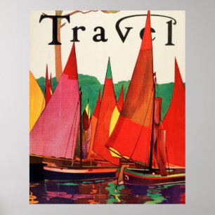 Vintage Antique Italy Travel Magazine Fishing Poster