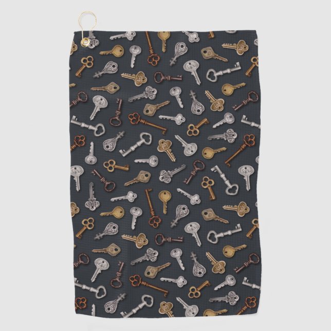 Vintage & Antique Keys Golf Towel (Front)