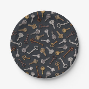 Vintage & Antique Keys Paper Plate