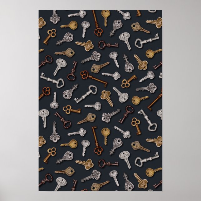 Vintage & Antique Keys Poster (Front)