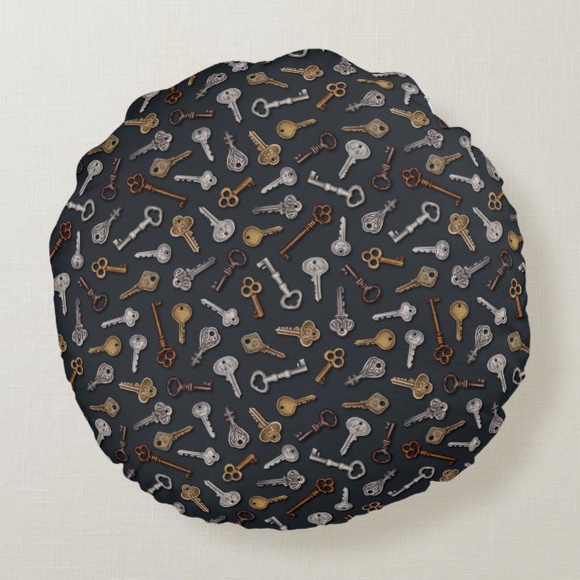 Vintage & Antique Keys Round Cushion (Back)