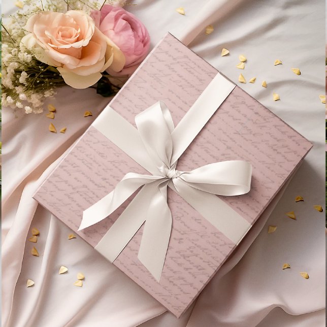 Vintage Antique Lettering Faded Pink Wrapping Paper (So elegant so vintage!)