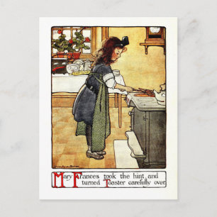 Vintage Antique little girl in the kitchen Postcard