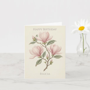 Vintage Antique Magnolia Elegant Custom Birthday  Card
