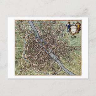 Vintage/Antique Map of Paris Postcard