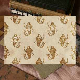 Vintage Antique Mermaid Decoupage Tissue Paper