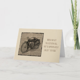 Vintage Antique Motorcycle Over Hill Birthday Card