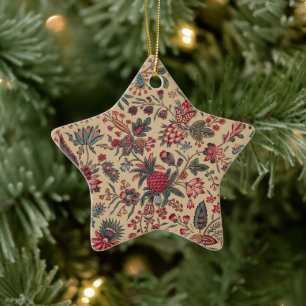 Vintage Antique Needlework Floral Furnishing Ceramic Tree Decoration