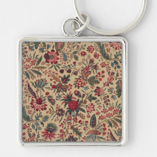 Vintage Antique Needlework Floral Furnishing Key Ring