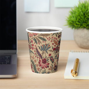 Vintage Antique Needlework Floral Furnishing Paper Cups