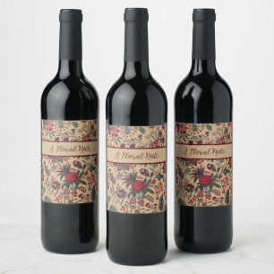 Vintage Antique Needlework Floral Furnishing Wine Label