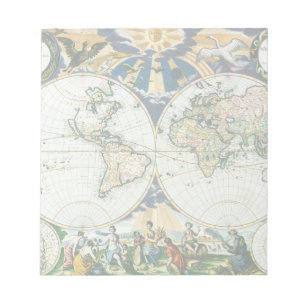 Vintage Antique Old World Map, 1666 by Pieter Goos Notepad