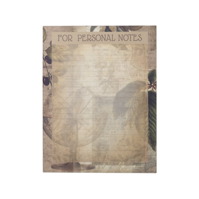 Vintage antique olive tree abstract ephemera notepad (Rotated)