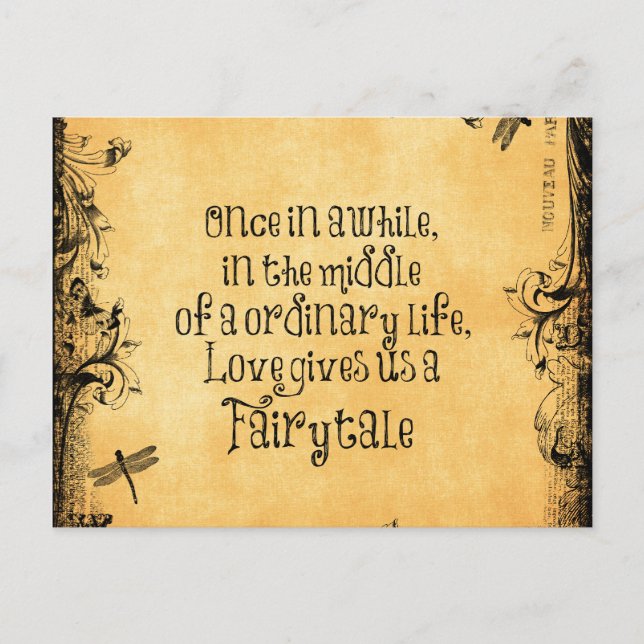 Vintage Antique Orange with Love Quote Postcard (Front)