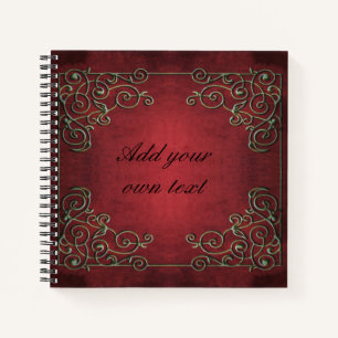 Vintage Antique Ornate Red Gold Personalised Notebook