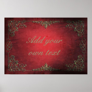 Vintage Antique Ornate Red Gold Personalised Poster
