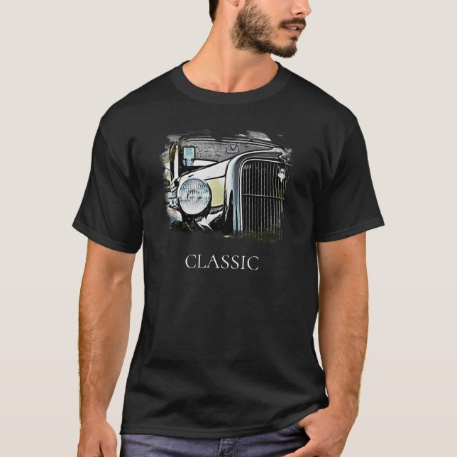 *~* Vintage Antique Painting Classic Old Car T-Shirt (Front)