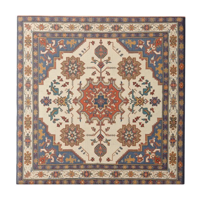 Vintage Antique Persian Oriental Turkish Pattern Tile (Front)