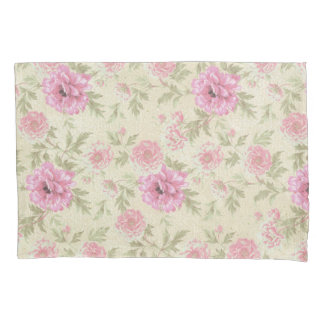 Vintage Antique Pink Rose Floral botanical Pillowcase