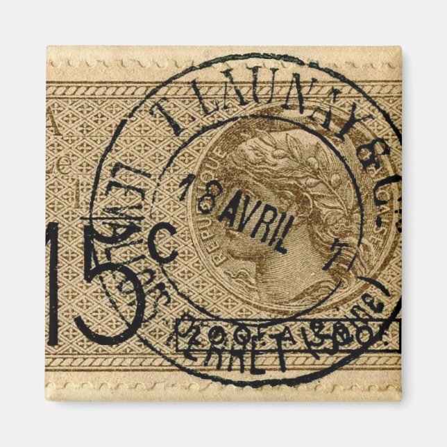 Vintage Antique Postage Stamp Print Magnet (Front)