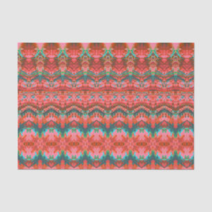 Vintage Antique Red Pink Teal Pattern Decoupage Tissue Paper