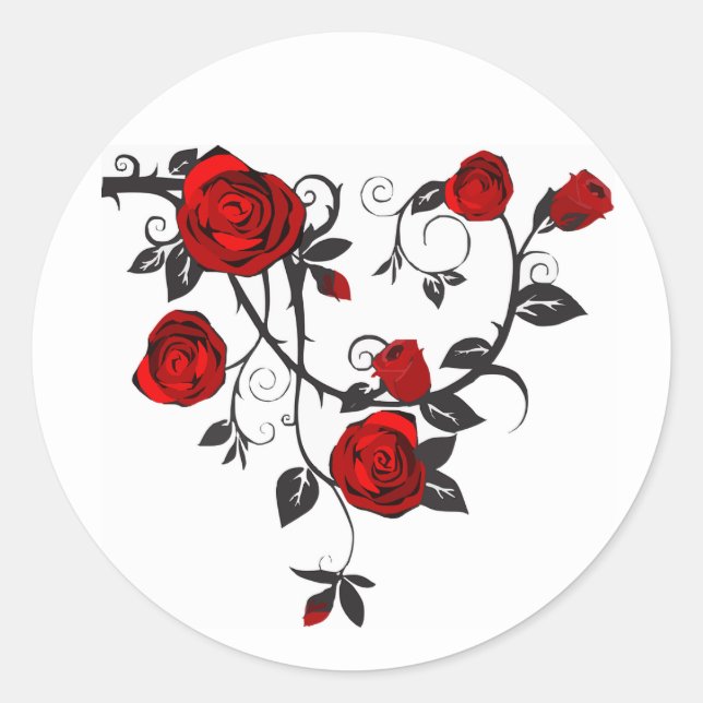 Vintage Antique Red Rose Vine Sticker (Front)
