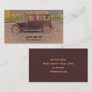 Vintage Antique Retro Brown Classic Car Sketch Business Card