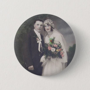 Vintage Antique Romantic Bride and Groom Photos 6 Cm Round Badge