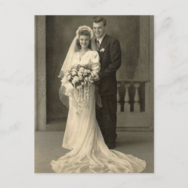 Vintage Antique Romantic Bride and Groom Photos Postcard (Front)