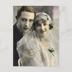 Vintage Antique Romantic Bride and Groom Photos Postcard