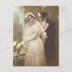 Vintage Antique Romantic Bride and Groom Photos Postcard