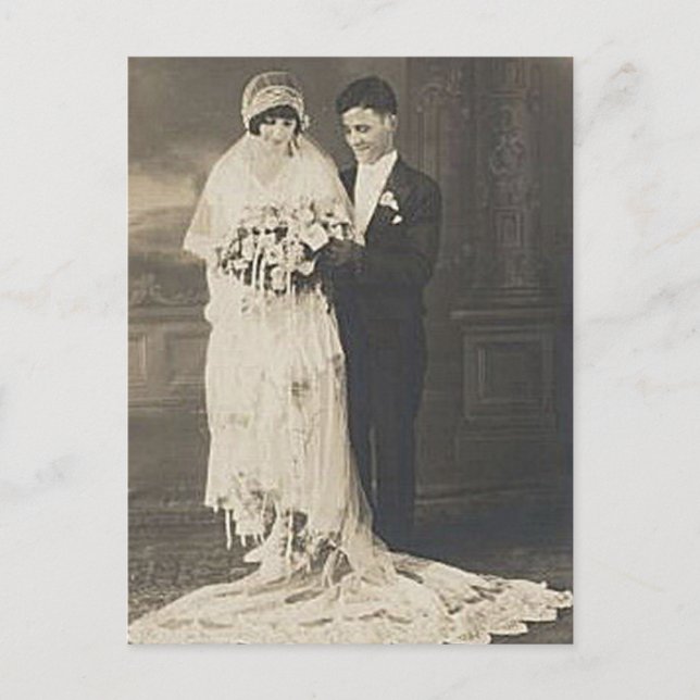 Vintage Antique Romantic Bride and Groom Photos Postcard (Front)