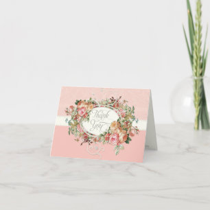 Vintage Antique Rose Floral Bouquet Thank You Note Card