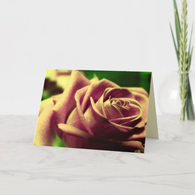 Vintage Antique Rose Flower Card (Front)