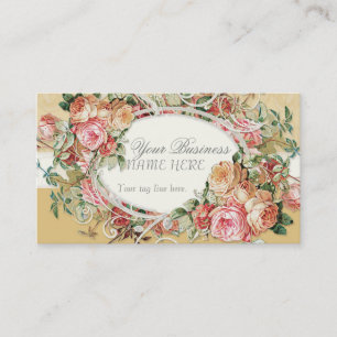 Vintage Antique Roses Floral Bouquet Modern Swirls Business Card