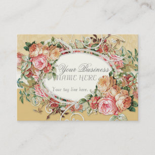 Vintage Antique Roses Floral Bouquet Modern Swirls Business Card