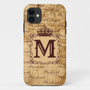 Vintage antique royal king world map rustic Case-Mate iPhone case