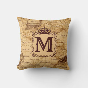 Vintage antique royal king world map rustic cushion