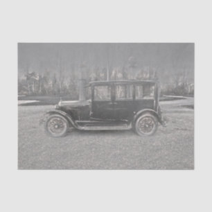 Vintage Antique Rustic Black And White Car Tissue Paper