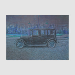 Vintage Antique Rustic Evening Blue Black Car Tissue Paper