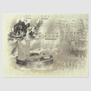 Vintage Antique Sepia Beige Black Sheet Music