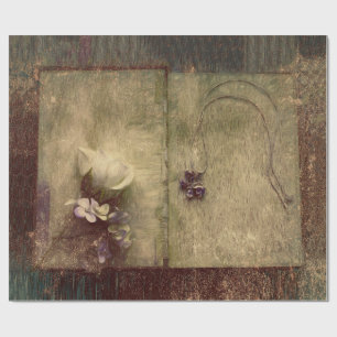 Vintage Antique Sepia Brown Floral Old Texture Wrapping Paper