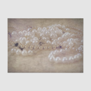 Vintage Antique Sepia Brown White Pearls Decoupage Tissue Paper